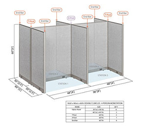 GOF Office Partition Room Divider Panel - 4 Station, Large Fabric Workstation