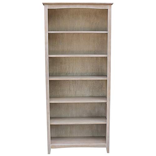 International Concepts SH09-3227A Shaker Bookcase, 72", Washed Gray Taupe