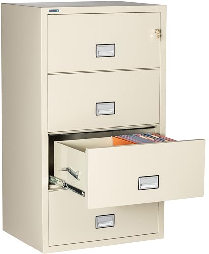 PHOENIX SAFE INTERNATIONAL LLC Fireproof 4-Drawer Lateral File Cabinet 31" Key Lock Putty LAT4W31P