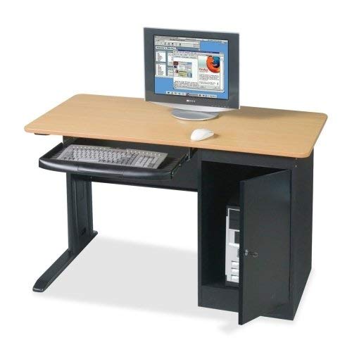 Balt LX 48 Single Workstation, 48 Inch Wide, Locking CPU Holder, Teak, (89843)