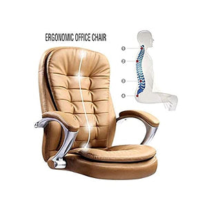 UsmAsk Executive Office Chair - Brown Bonded Leather High-Back Managerial Desk Chair