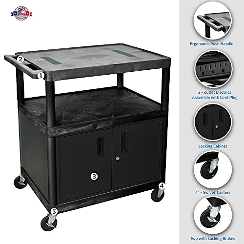 Luxor - 40"H AV Cart with Three Shelves Cabinet (LE40C-B)