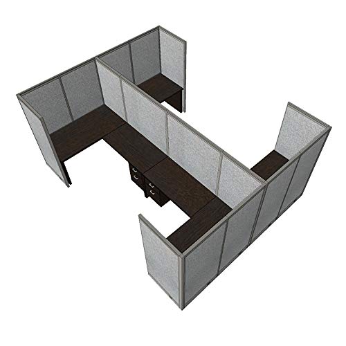 G GOF Double 4 Person Workstation Cubicle (11'D x 12'W) / Office Partition, Room Divider (72" H, Espresso)