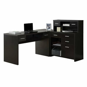 SIDE WINDER L Shaped Computer Desk with Hutch in Cappuccino