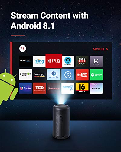 Anker Nebula Capsule Max, Pint-Sized Wi-Fi Mini Projector, 200 ANSI Lumen Portable Projector, Native 720p HD, 8W Speaker, Movie Projector, 100 Inch Picture, 4-Hour Video Playtime, Home Entertainment