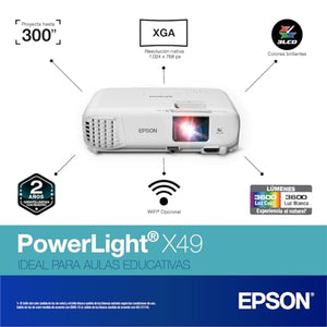 Epson PowerLite X49 3LCD XGA Classroom Projector with HDMI