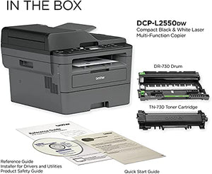 Brother DCP L2500 Series All-in-One Wireless Monochrome Laser Printer, Automatic Duplex Printing, Print Scan Copy, 128MB Memory, 2400 x 600 dpi, 36 ppm, 250-Sheet, 50-Sheet ADF