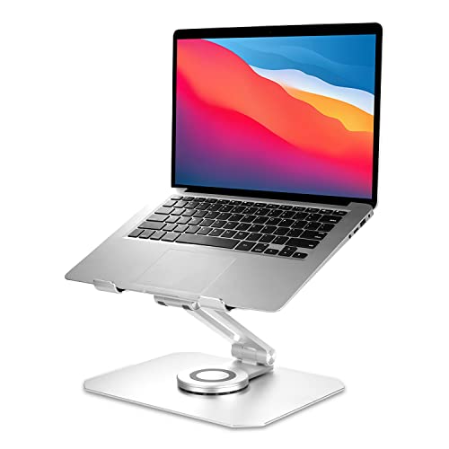 HNTHY 360 Rotating Desktop Laptop Stand Adjustable Aluminum Notebook Stand Compatible with 10-17 Inch