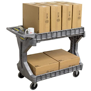 Akro-Mils ProCart Heavy Duty 2 Tier Rolling Utility Cart, 400 lb Capacity, Gray