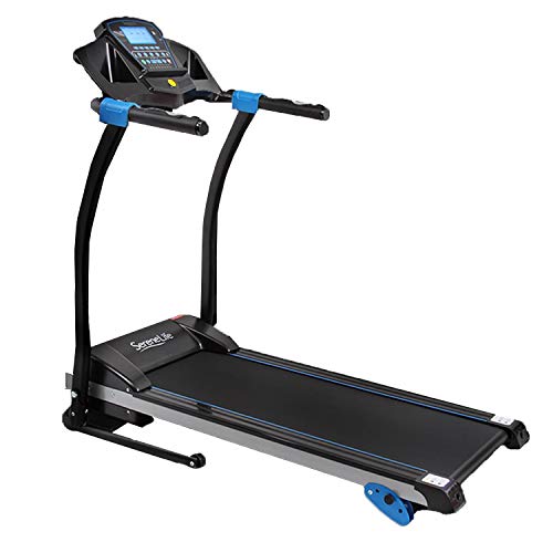 Smart Digital Manual Incline Treadmill - Slim Folding Electric 2.5 HP Indoor Home Foldable Fitness Exercise Running Machine with Downloadable App, MP3 Player, Safety Key - SereneLife SLFTRD25
