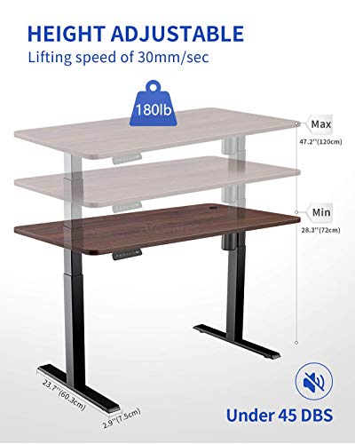 MAIDeSITe Adjustable Standing Desk, 55 x 27.6 Inches Height Home Office Computer Desks, Modern Simple Style Sit Stand Electric Desk, with 3 Pre-Set Memory and Led Display Controller(Virgin wood color)