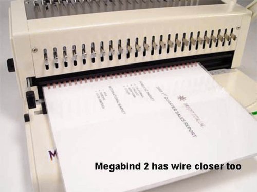 Akiles MegaBind-2 Punching and Binding Equipment with Built-in Wire Closer, Up to 25 Sheets Punching Capacity, 9/16" Pitch, Manual Punch, 14" (24 dies) Punching Length, All 24 Disengaging Dies