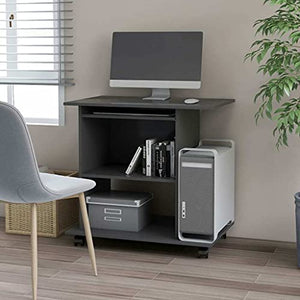 Computer Desk Gray Chipboard Home Office Desk Workstation Furniture
