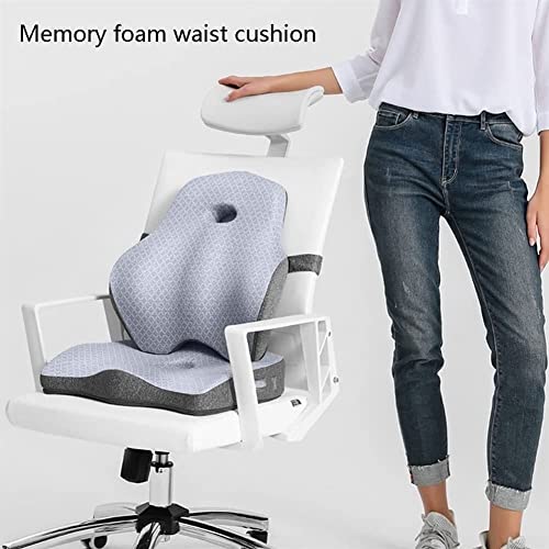 BUZZNN Memory Foam Seat Cushion and Lumbar Support Pillow for Office Chair - Green