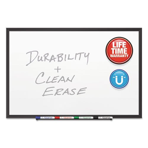 Classic Porcelain Magnetic Whiteboard, 48 x 36, Black Aluminum Frame, Sold as 1 Each