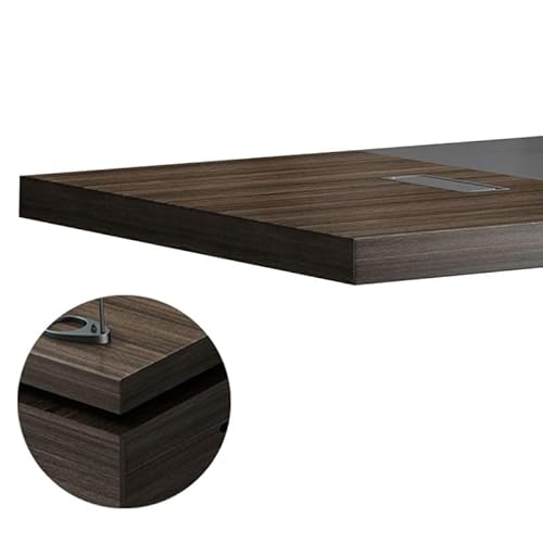 KWOKING Long Executive Desk Brown - Full Assembly Required - Office Furniture 71" L x 63" W x 30" H