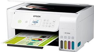 Epson EcoTank ET-27 20 Series Wireless All-in-One Color Supertank Inkjet Printer Print Copy Scan Mobile Printing Voice-Activated Print 1.44" Screen High-Speed USB White