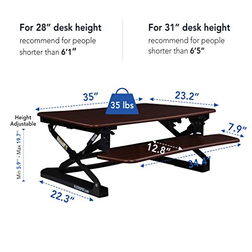 FlexiSpot M2RW Standing Desk - 35 Inch Wide Platform Height Adjustable Stand up Desk Computer Riser with Removable Keyboard Tray (Medium Size River Walnut)