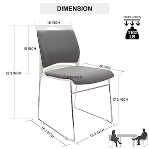 VACYOVKE Stacking Chairs 4 Pack - 1102LB Capacity, Modern Reception Chair for Home Office, Kitchen & More