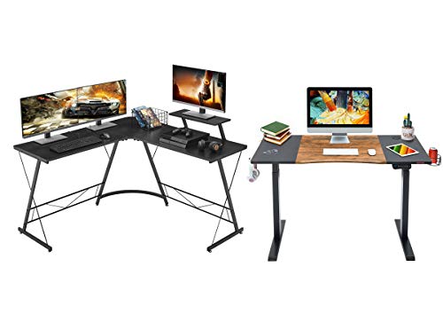 Mr IRONSTONE Electric Height Adjustable Desk 47.2" Standing Desk Sit to Stand Home Office Computer Desk & L-Shaped Desk 50.8" Computer Corner Desk, Home Gaming Desk, Office Writing Workstation