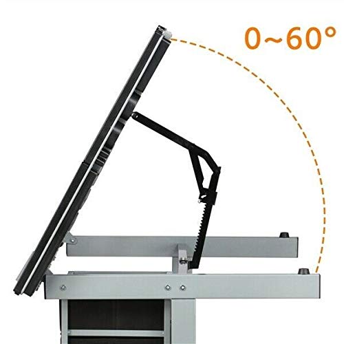 DXXWANG Adjustable Drafting Table Drawing Table Craft Art Desk Glass Desktop w/2 Drawers