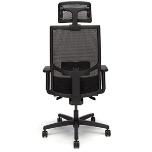 HON Ignition 2.0 Ergonomic Mesh Office Chair with Headrest - High Back, Adjustable Lumbar Support, Armrests, Synchro-Tilt Recline - Black