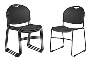 OEF Furnishings Plastic Stack Chair, Black