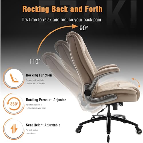 EZAKI High Back Office Chair with Flip-up Arms and Lumbar Support