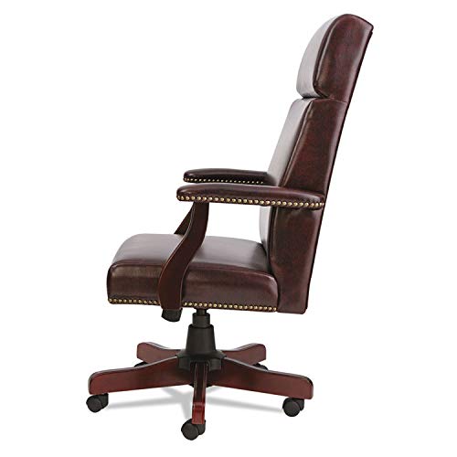 Alera ALETD4136 Traditional Series High-Back Chair, Mahogany Finish/Oxblood Vinyl
