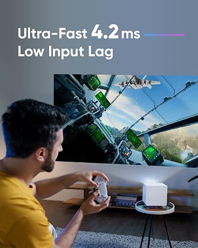 NOMVDIC 4K Short Throw Projector with H/K Speaker & 180" Screen