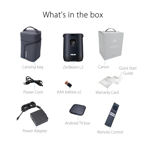 ASUS ZenBeam L2 Smart Portable LED Projector - 960 Lumens, 1080P, Bluetooth Speaker
