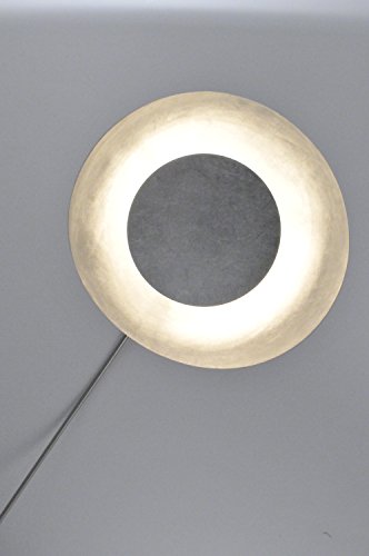 NOVA of California Luna Bella Arc Floor Lamp - 92", Antique Nickel, Matte Black/Silver Leaf Shade, Marble Base, Dimmer Switch