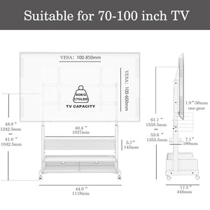 FITUEYES Rolling TV Stand for 70-100 Inch TV - Portable Floor Mount with Wooden Drawer