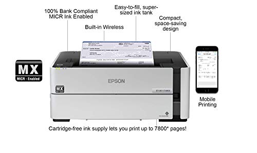 VersaCheck Epson ET-1170 MX MICR EcoSaver Mono Check Printer and VersaCheck Presto Check Printing Software Bundle, Gray (1170MX), White