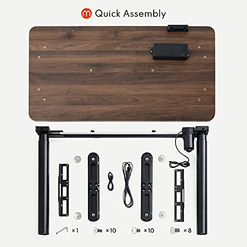 Harmati Electric Standing Desk Adjustable Height - 47 x 24 Inch Sit Stand Computer Desk, Stand Up Desk Table for Home Office, Black Frame/Walnut Top