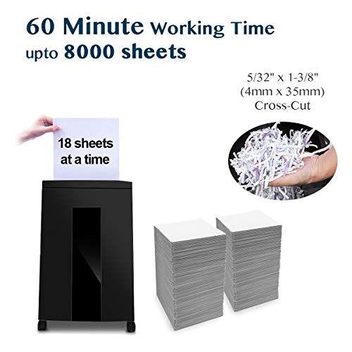 WOLVERINE 18-Sheet High Security Cross Cut Shredder with 60 Mins Runtime - SD9113 (Black ETL)