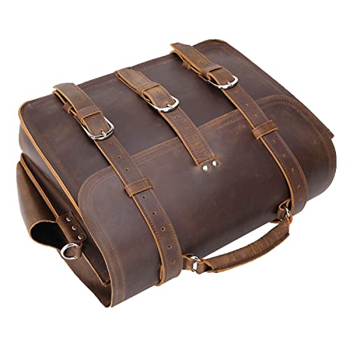 Polare Full Grain Leather 16'' Briefcase Shoulder Messenger Bag Fit 14-15.6'' Laptop Case For Men