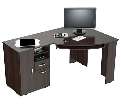 Inval America L-Shaped Corner Desk, Espresso