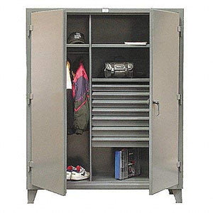 Strong Hold Dark Gray Wardrobe Cabinet with 7 Drawers, 12 Gauge - 60" x 24" x 72