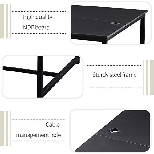 Home Office Large Computer Desk 47 x 47 inch Two Person Desk Double Workstation Desk 2 People Office Desk Writing Desk (Black)