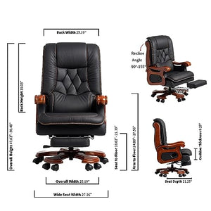 None Ergonomic Full Reclining Office Chair with Pedal - Black, As Shown Size