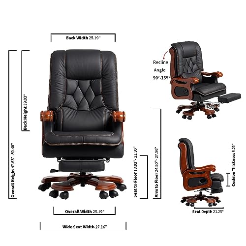 Ergonomic Full Reclining Office Chair with Pedal - Black, As Shown Size