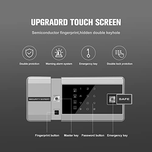 VrixTT Fingerprint Safe Box Fireproof Waterproof, 2.2 Cubic Feet Solid Alloy Steel Safe with Waterproof Bag, Electronic Digital Safe Box for Protect Jewelry, Valuables
