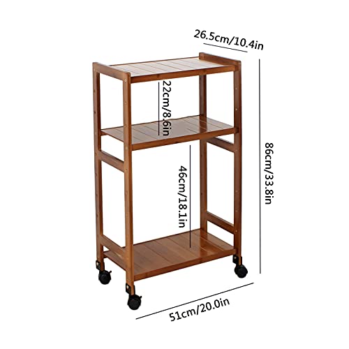 WAOCEO CPU Stand Cart Double-Layer Adjustable Holder with Locking Wheels, Brown - 20 * 10.4 * 33.8in