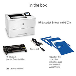 HP Laserjet Enterprise M507 n Single-Function Wired Monochrome Laser Printer, White - Print Only - 2.7" LCD, 45 ppm, 1200 x 1200 dpi, 1.5GB Memory, USB 2.0 and Ethernet Connectivity