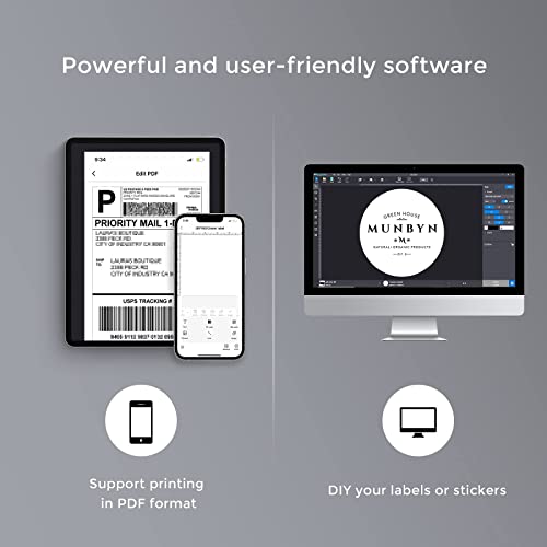 MUNBYN Bluetooth Thermal Label Printer & Thermal Direct Shipping Label 、Shipping Scale