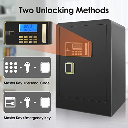 DIOSMIO Fireproof Safe with Fireproof Bag,HD LCD Screen Double Lock Cabinet Safe for Money Pistol Jewelry Files Storage,Fireproof Safe Box for Home Office Hotel(4.02Cub)