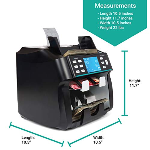 Kolibri Signature 2 Pocket Bank Grade Mixed Money Counter Machine with Built in Printer, Counterfeit Currency Detection UV/MG, On-Screen Reporting, and Reject Pocket