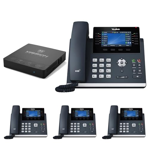 MM MISSION MACHINES Business Phone System Y200: Yealink T46U Phones + Server + 1 Year Phone Service (4 Phone Bundle)