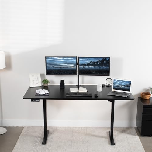 VIVO Electric Height Adjustable Standing Desk, 71 x 30 inch, Black Table Top, Black Frame, Preset Controller - DESK-KIT-1B7B